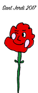 Rosa dibujada que guiña un ojo